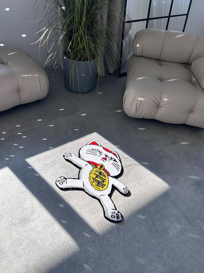 Handmade Lucky Cat Rug, 3D carpet, Anime Home Decor