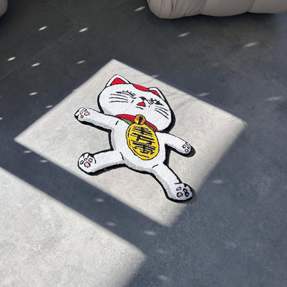 Handmade Lucky Cat Rug, 3D carpet, Anime Home Decor