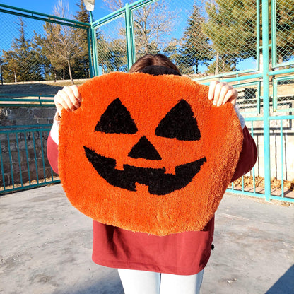 Pumpkin Tufted Rug,Fear Rug,Halloween Pumpkin Tufted Rug,Custom Rug,Handmade Rug,Area Rug,Orange Rug,Pumpkin Decor,Autumn Decor, Round Rug