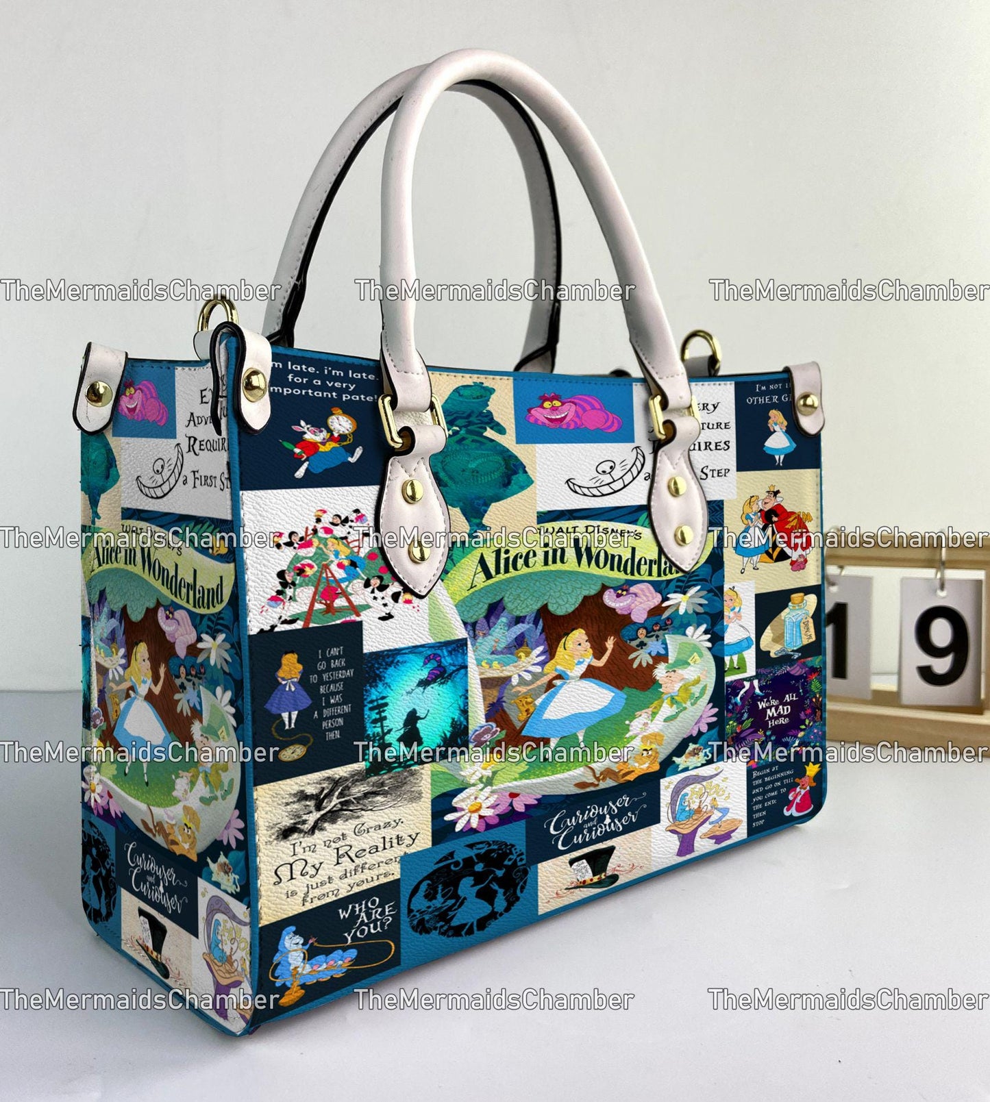 Alice in Wonderland Personalized Leather Handbag, Alice in Wonderland Woman Handbag, Vintage Shoulder Bag, Crossbody Bag, Top Handle Bag