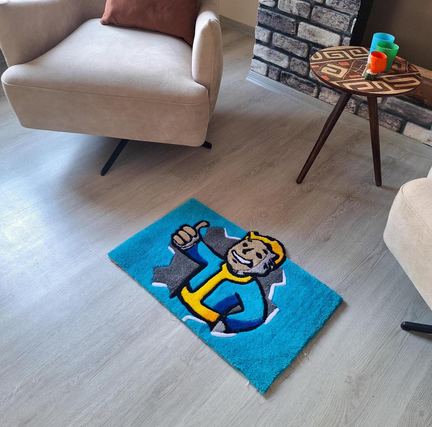 Vault Boy Rug: Fallout Handmade Tufted Wall Art - Gamer Decor