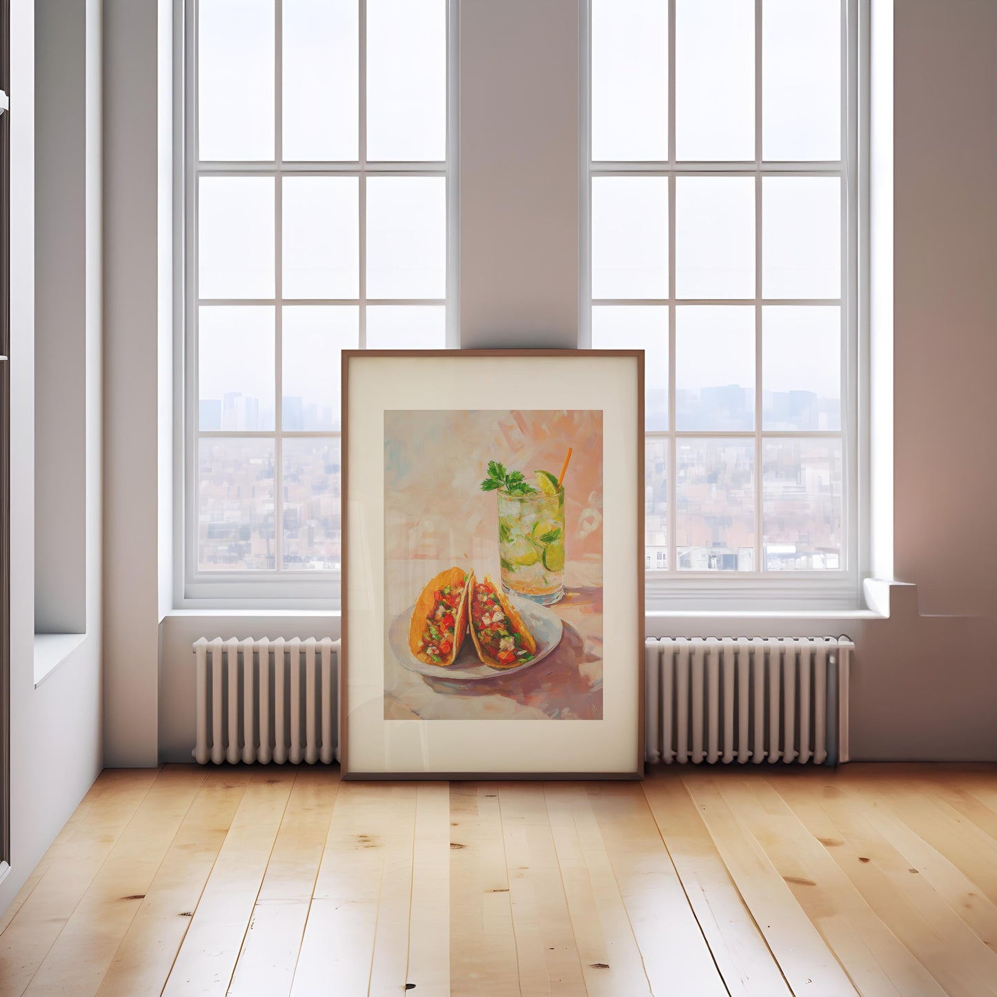 Fish Tacos and Mojito Art Print: Retro Bar Cart Decor