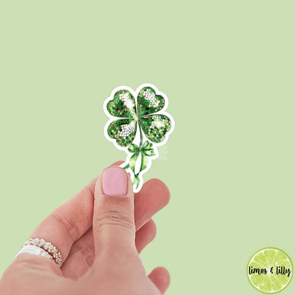 Green 4 Leaf Clover Lucky Vinyl Sticker | St. Patrick’s Day Sticker | Irish Sticker | Kindle Stickers | Water Bottle Sticker | Laptop |