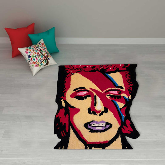 David Bowie Vintage Rock Music Poster Rug, David Bowie Lightning Bolt rug, David Bowie Album cover rug, David Bowie record rug, custom rug