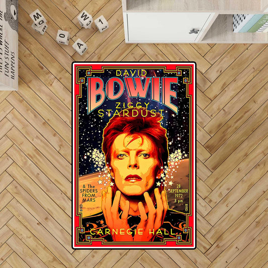 David Bowie Vintage Rock Music Poster Rug, David Bowie Lightning Bolt rug, David Bowie Album cover rug, David Bowie record rug, custom rug
