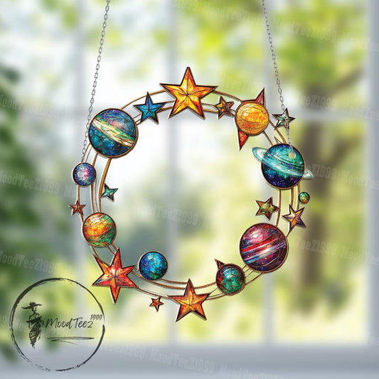 Solar System Window Hanging - Colorful Galaxy Suncatcher, Planet Wall Decor, Space Lover Gift, Cosmic Window Ornament