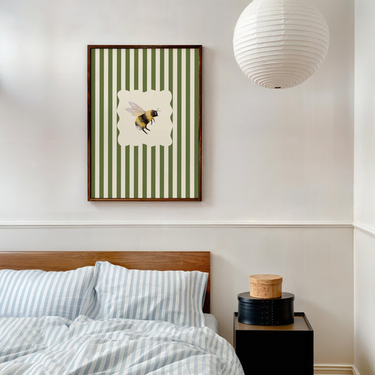 Vintage Bee Print: Rustic Cottagecore Decor (Satin Lustre)