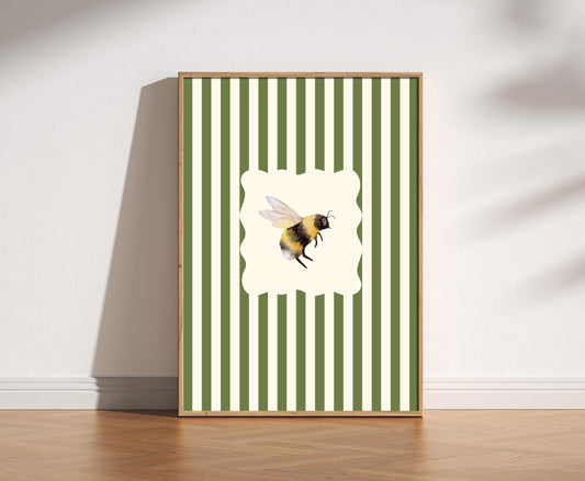 Vintage Bee Print: Rustic Cottagecore Decor (Satin Lustre)