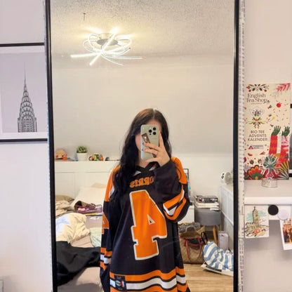 Racing Inspired Oversized Jersey – Unisex Streetwear Hockey Jersey with Bold Number 4