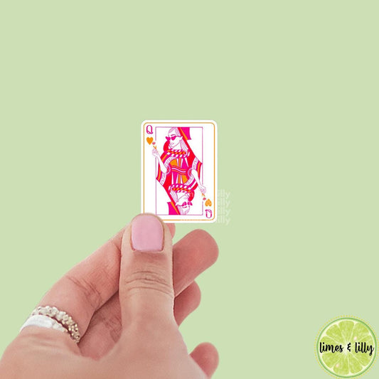 Queen of Hearts Playing Card Pink Vinyl Sticker | Kindle Stickers | Cute Stickers | Trendy Stickers