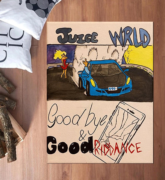 juice wrld album cover,Goodbye & Good Riddance Album Cover Poster rug, Juice World 999 rug, 999 Car Rug,Custom Rug,car shaped rug,custom rug