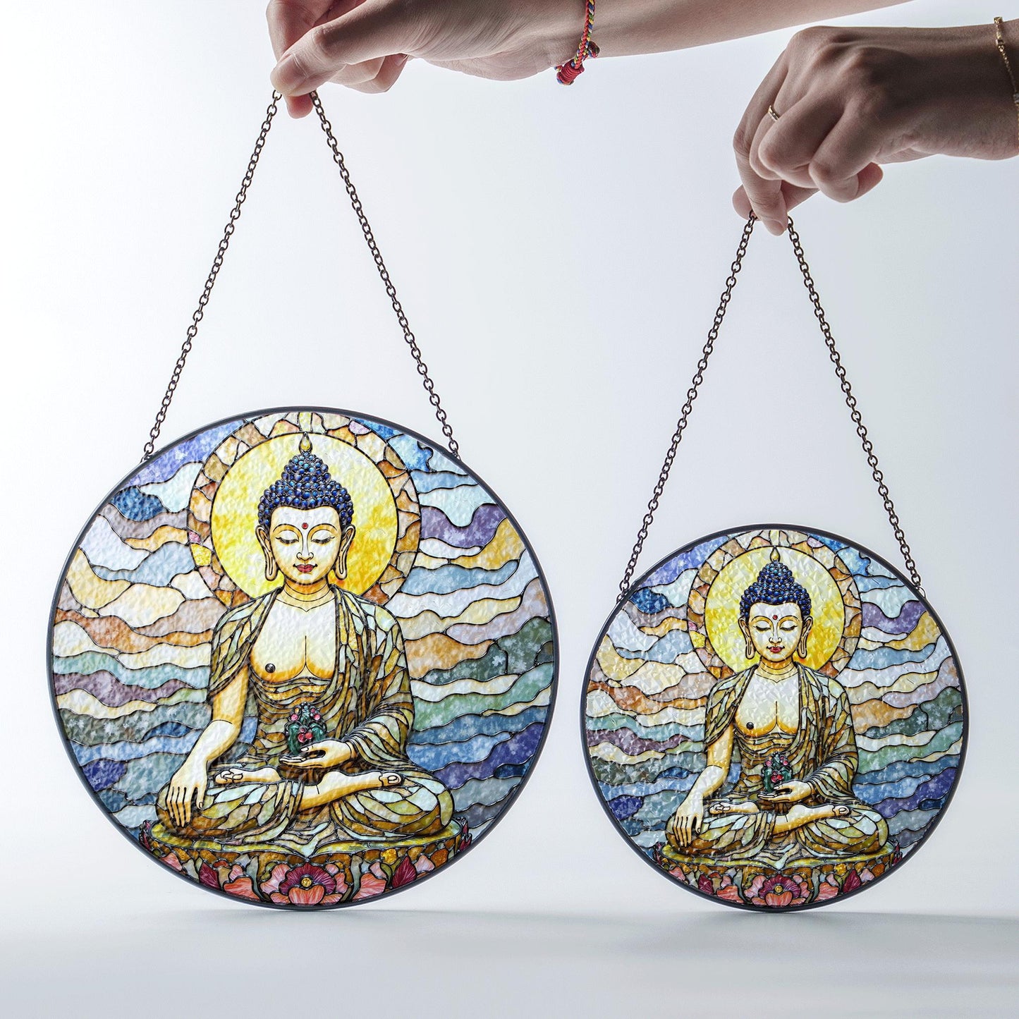 Stained Glass Buddha Suncatcher Sun Catcher Window Decoration Spiritual Gift for Meditation Lovers