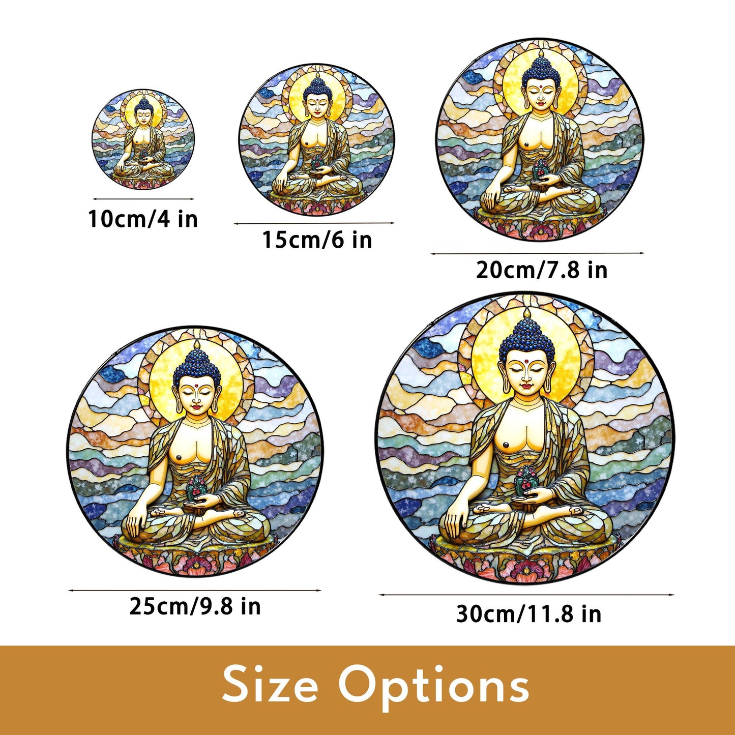 Stained Glass Buddha Suncatcher Sun Catcher Window Decoration Spiritual Gift for Meditation Lovers
