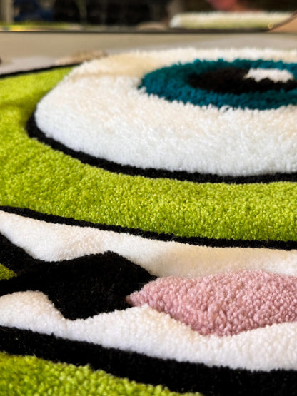 Monster Cartoon Character, Green Rug, 3D Cartoon Fluffy Rug, Moss 3D rug