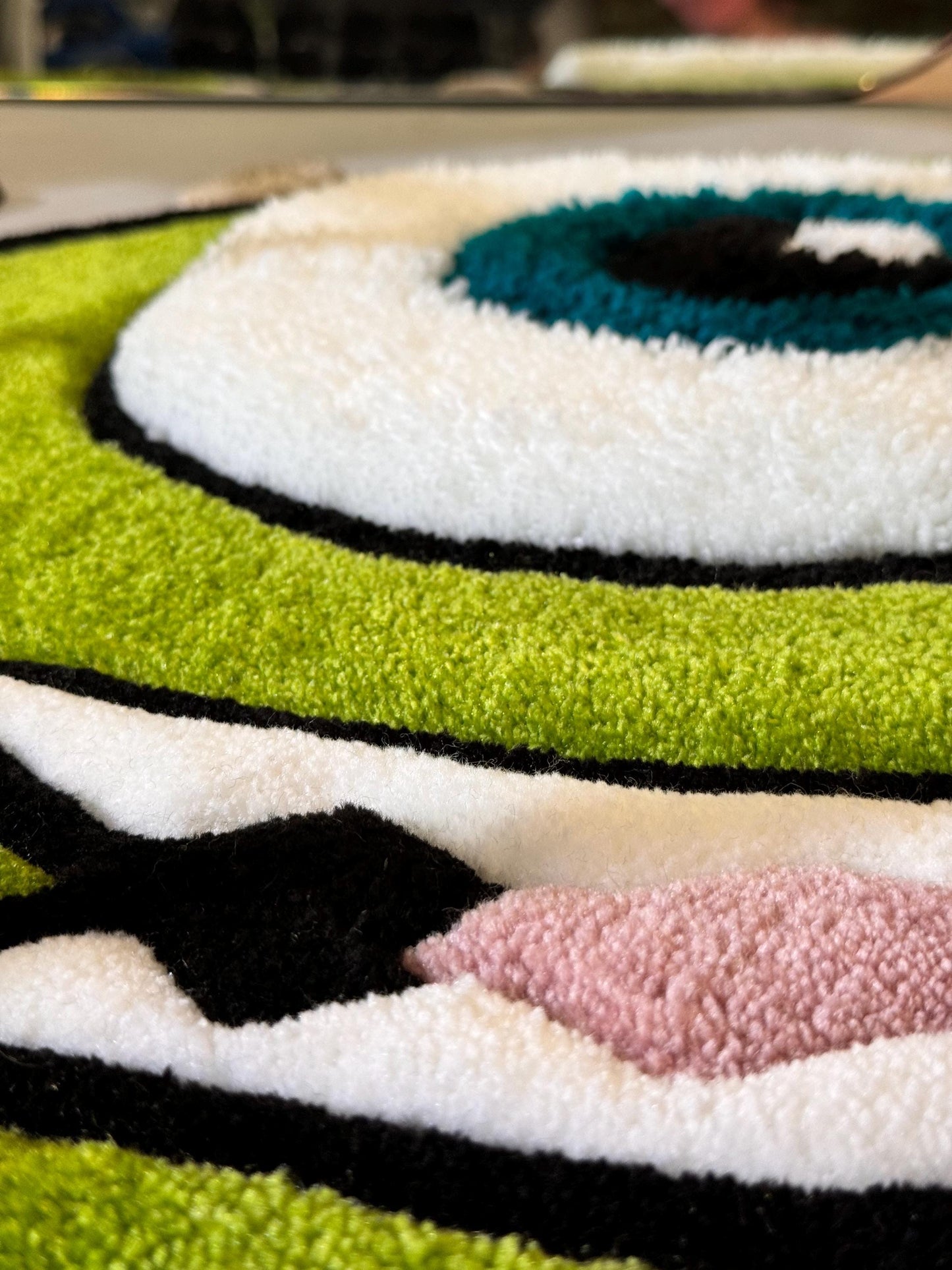 Monster Cartoon Character, Green Rug, 3D Cartoon Fluffy Rug, Moss 3D rug