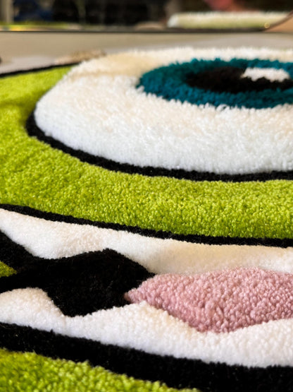 Monster Cartoon Character, Green Rug, 3D Cartoon Fluffy Rug, Moss 3D rug