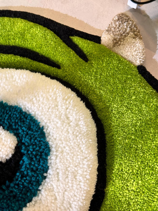 Monster Cartoon Character, Green Rug, 3D Cartoon Fluffy Rug, Moss 3D rug