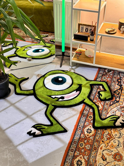Monster Cartoon Character, Green Rug, 3D Cartoon Fluffy Rug, Moss 3D rug