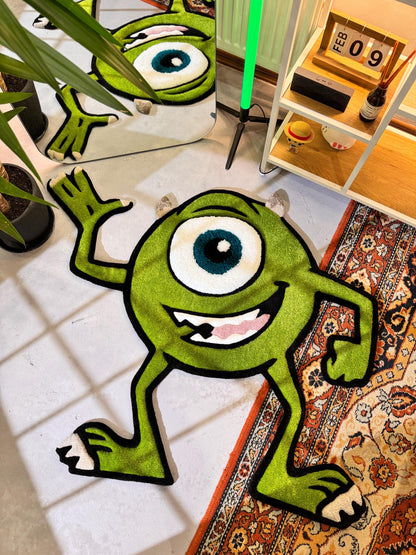 Monster Cartoon Character, Green Rug, 3D Cartoon Fluffy Rug, Moss 3D rug