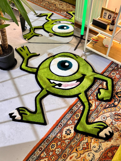 Monster Cartoon Character, Green Rug, 3D Cartoon Fluffy Rug, Moss 3D rug