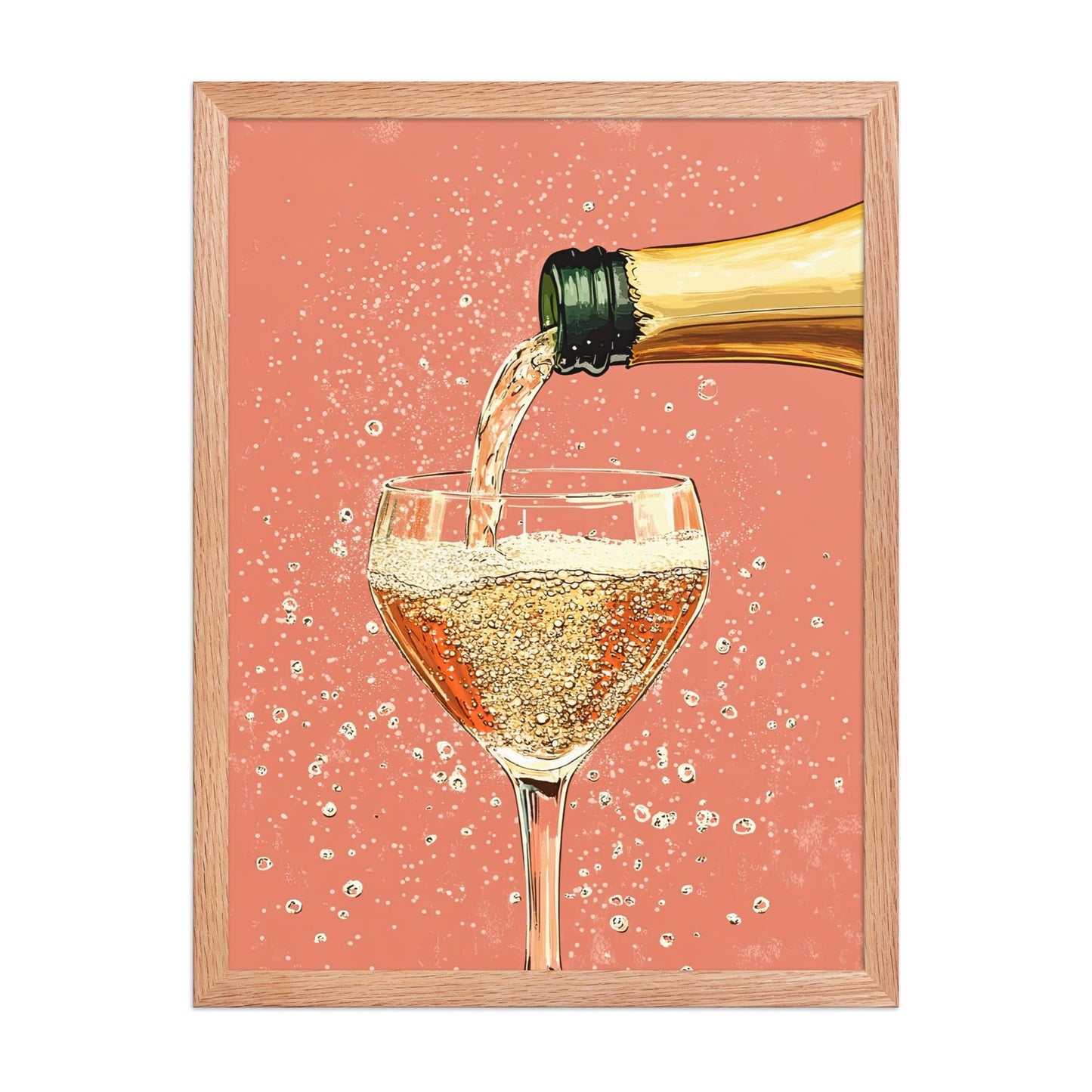 Champagne Coupe Glass Print: Peach Pop Art, Bar Cart Decor