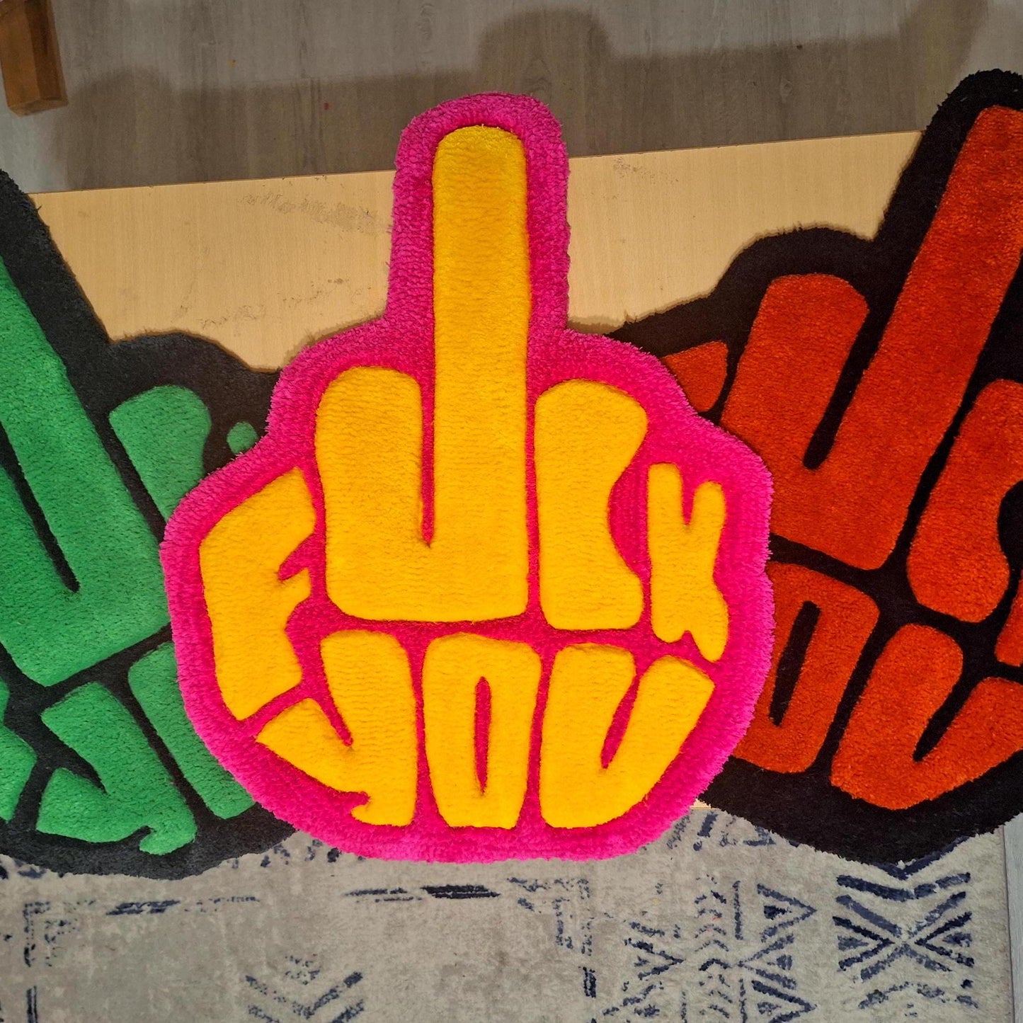 Handmade "Fuck You" Tufted Rug: Funny Swear Word Decor