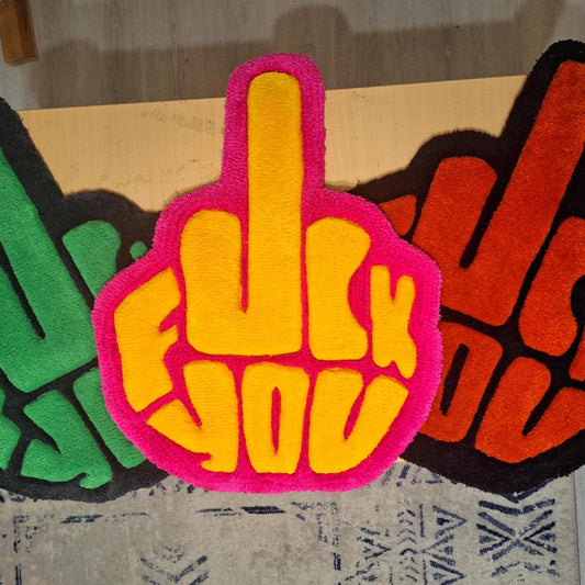 Handmade "Fuck You" Tufted Rug: Funny Swear Word Decor