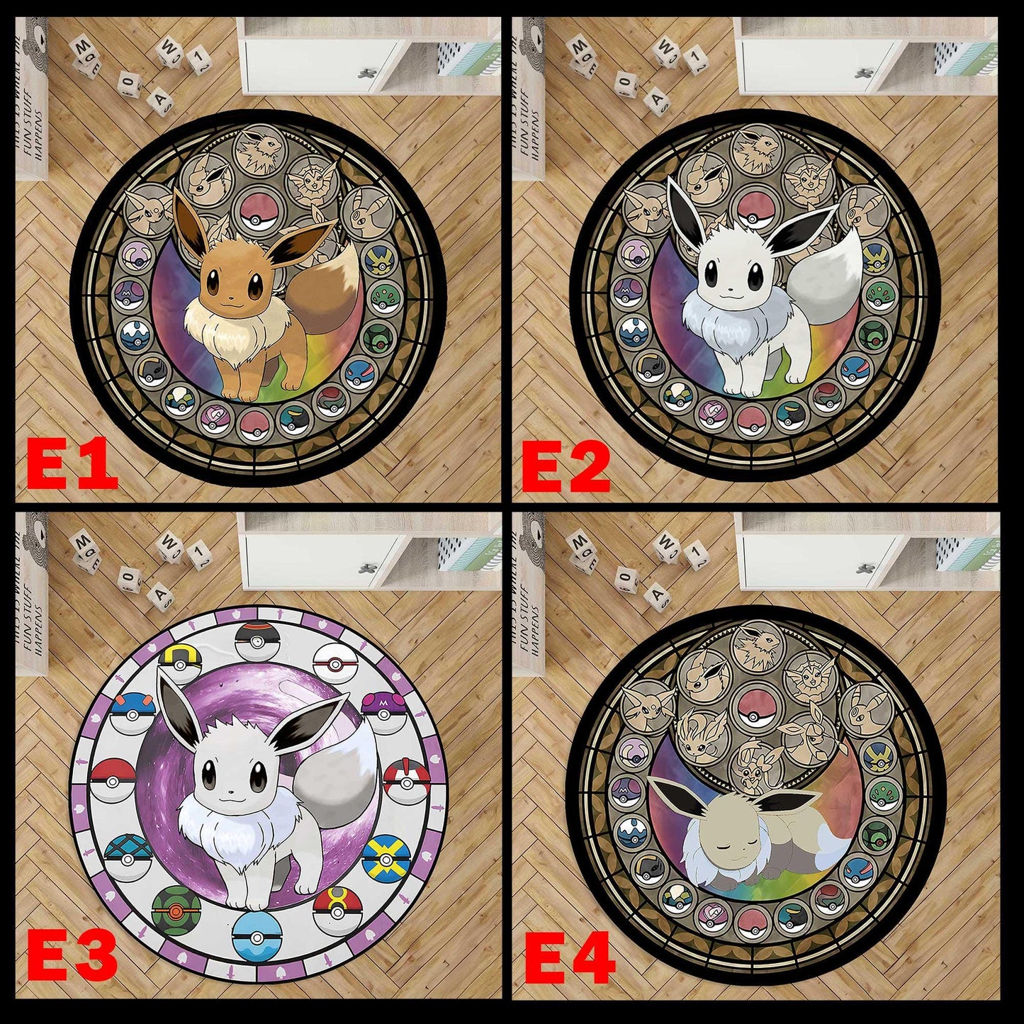 Sylveon rug, Eevee rug,Umbreon rug,Eevee Evolution rug,Eevee All Forms Evolution Rug ,Retro Game Rug, Game Rug,  Game Room Decor, Custom rug