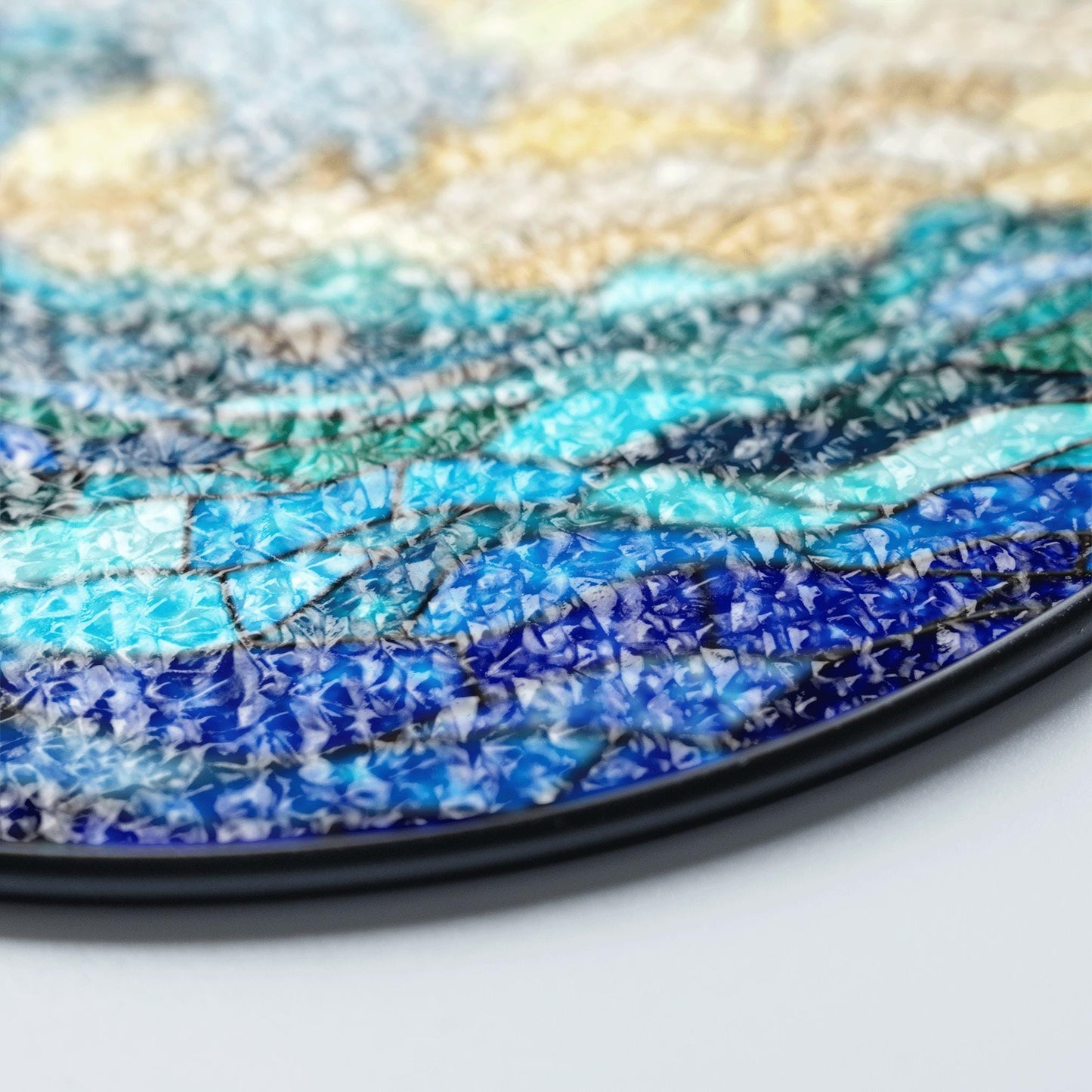 Ocean Wave Stained Glass Suncatcher Window Hanging Gift for Beach Lovers