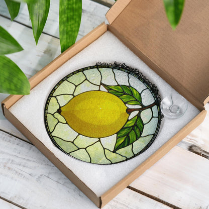 Lemon Stained Glass Suncatcher Window Decor Gift for Mom Friend