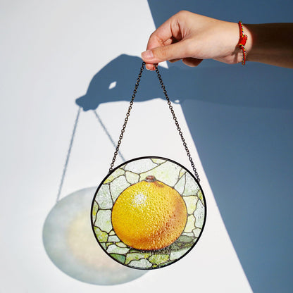 Orange Stained Glass Suncatcher Citrus Window Decor Gift for Nature Lovers