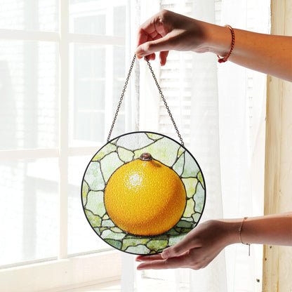 Orange Stained Glass Suncatcher Citrus Window Decor Gift for Nature Lovers