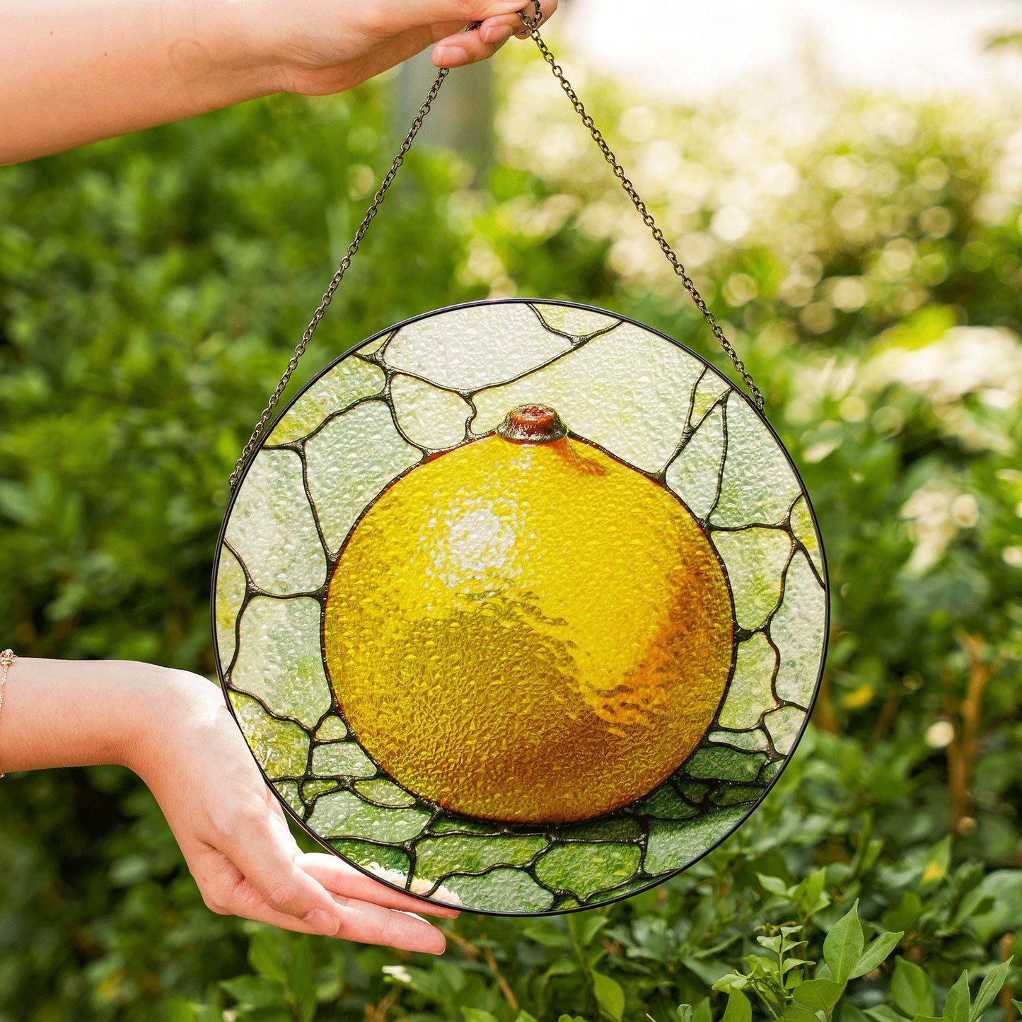 Orange Stained Glass Suncatcher Citrus Window Decor Gift for Nature Lovers