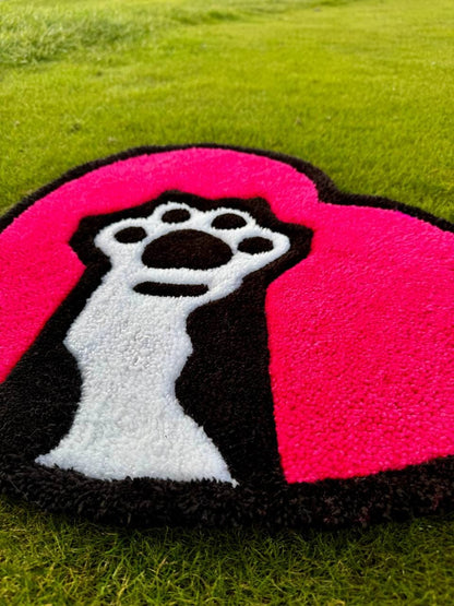 Fluffy Heart Rug with Cat Paw – Handmade Tufted Carpet – Сustom Rug – Cute Room Decor – Pink Aesthetic Rug