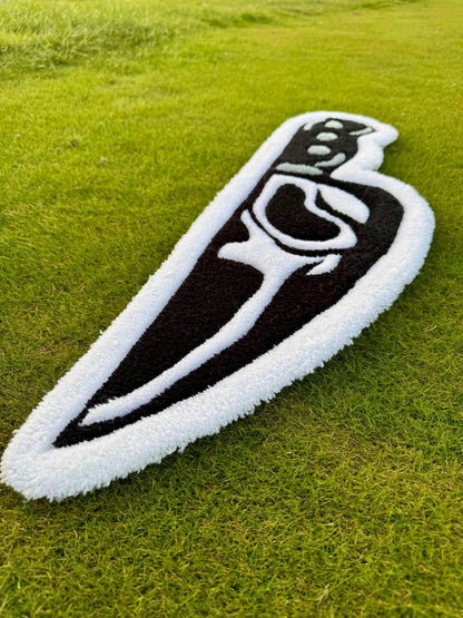 Knife-shaped rug, scream rug, handmade rug, horror rug, custom tufted rug, unique home decor