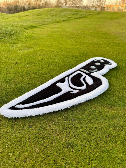 Knife-shaped rug, scream rug, handmade rug, horror rug, custom tufted rug, unique home decor