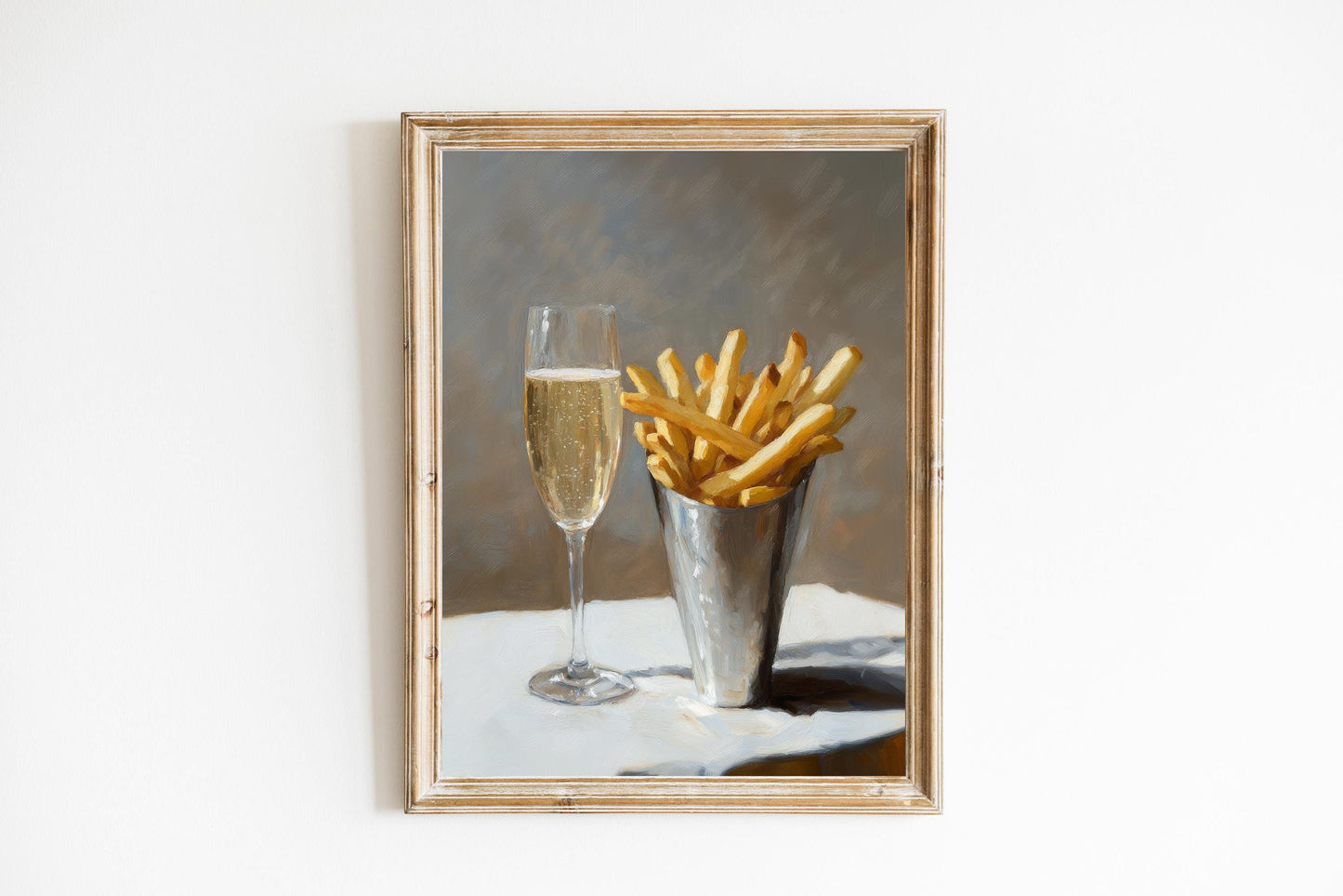 Pomme Frites and Champagne Bar Cart Art Print | Cute Quirky Whimsical | Cocktail Art Bar Cart Decor | French Fries | Trendy Home Wall Art