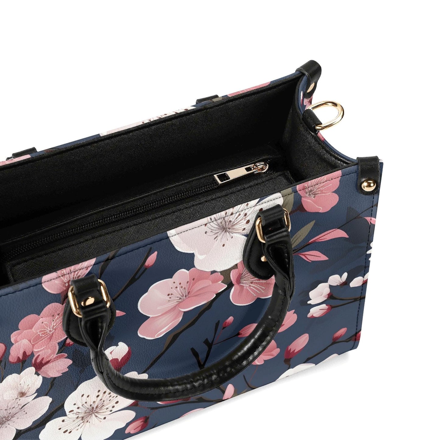 Cherry Blossom Dreams Handbag. Square Tote Bag, Waterproof PU Leather Tote, Top Handle Vegan Leather, Crossbody, Shoulder bag,