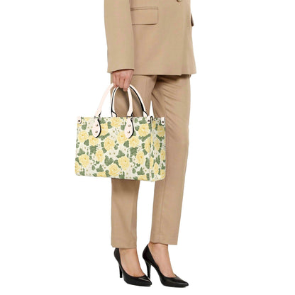 Yellow Rose Garden Bag - Vegan Leather, Crossbody or Shoulder Carry, Inside Pocket & Removable Strap