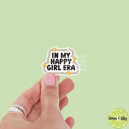 In My Happy Girl Era Vinyl Sticker | Smiley Face Sticker | Kindle Stickers | Bookish Stickers | Cute Stickers | Trendy Stickers