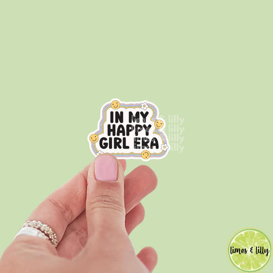 In My Happy Girl Era Vinyl Sticker | Smiley Face Sticker | Kindle Stickers | Bookish Stickers | Cute Stickers | Trendy Stickers