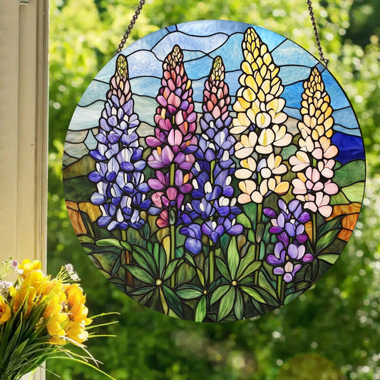 Lupine: Stained Glass Style Window Hanging
