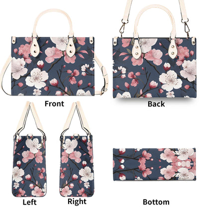 Cherry Blossom Dreams Handbag. Square Tote Bag, Waterproof PU Leather Tote, Top Handle Vegan Leather, Crossbody, Shoulder bag,