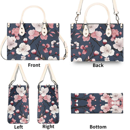 Cherry Blossom Dreams Handbag. Square Tote Bag, Waterproof PU Leather Tote, Top Handle Vegan Leather, Crossbody, Shoulder bag,