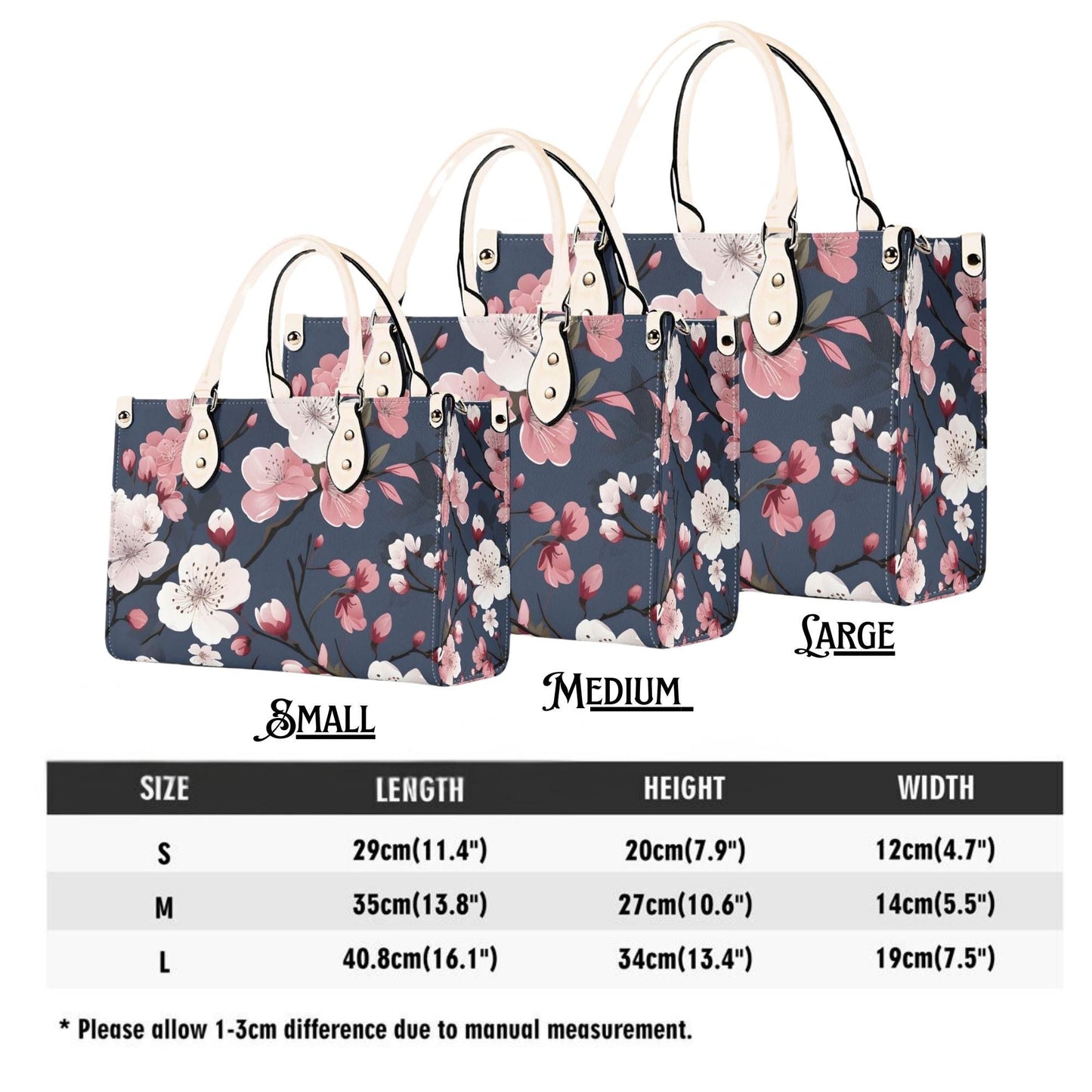 Cherry Blossom Dreams Handbag. Square Tote Bag, Waterproof PU Leather Tote, Top Handle Vegan Leather, Crossbody, Shoulder bag,