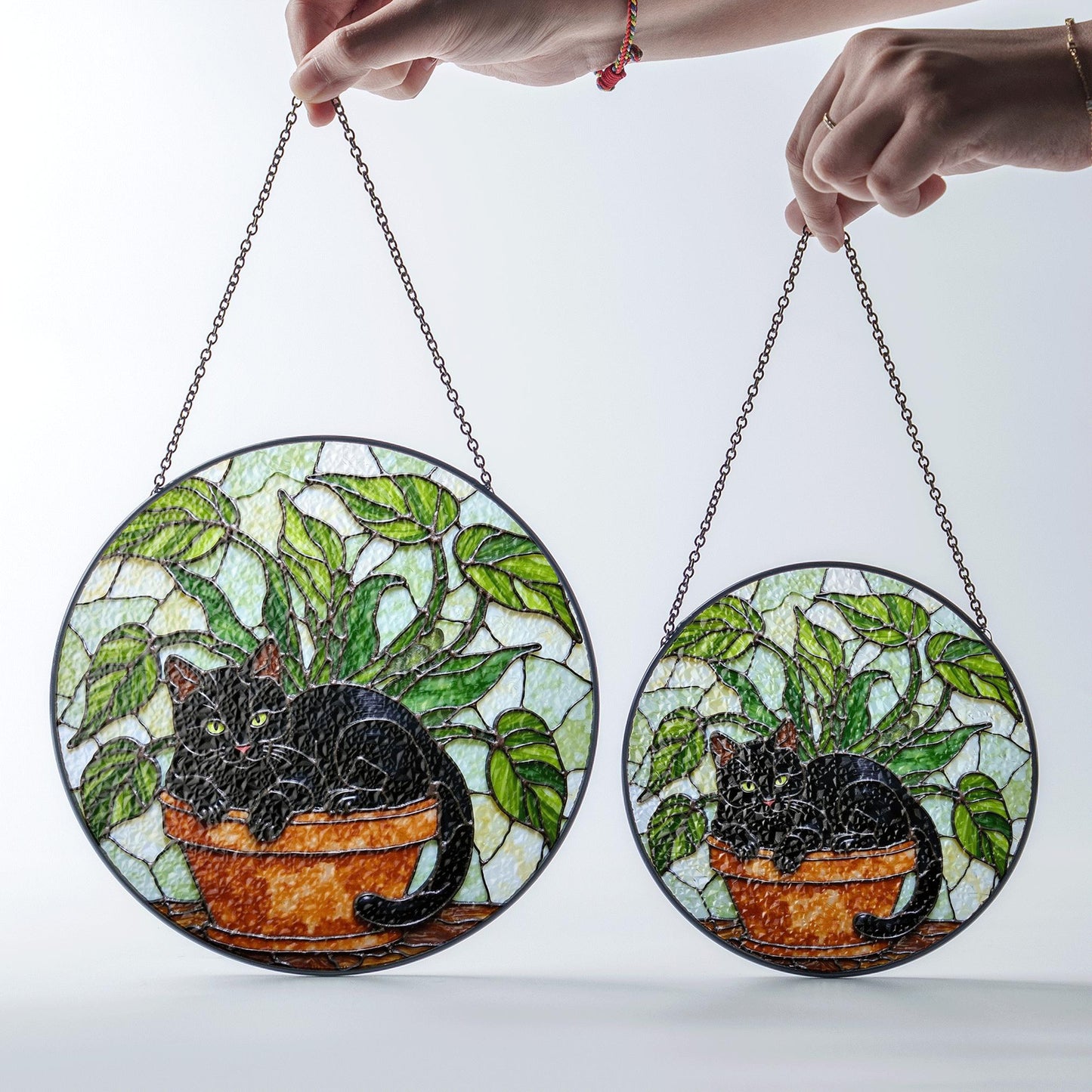 Black Cat Stained Glass Suncatcher Gift for Cat Lovers Window Decor