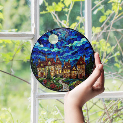 Stained Glass Castle Suncatcher Fairytale Window Decor Gift for Housewarming