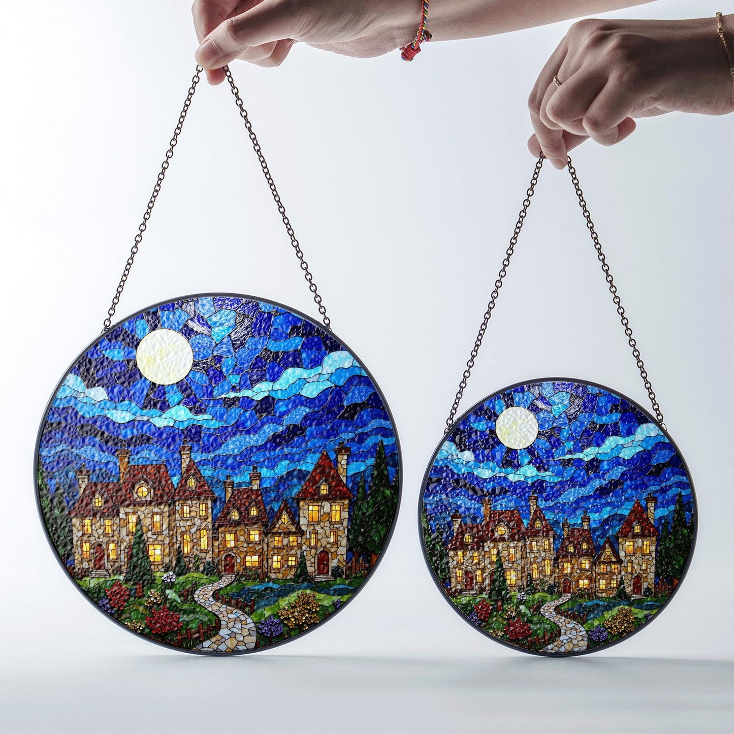 Stained Glass Castle Suncatcher Fairytale Window Decor Gift for Housewarming
