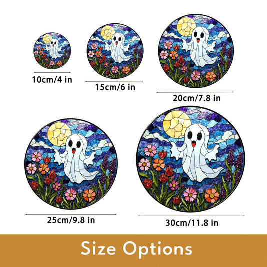 Ghost Stained Glass Suncatcher Halloween Window Decor Gift for Friends