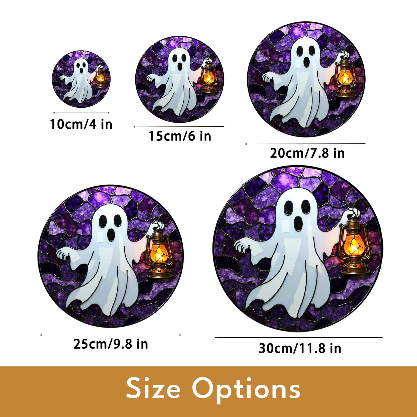 Ghost Lantern Stained Glass Suncatcher Halloween Decor Gift for Spooky Lovers